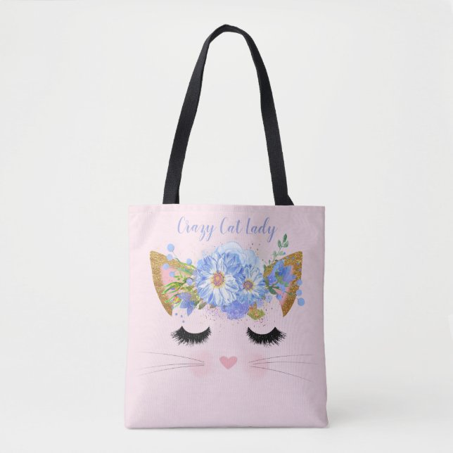 Bolsa de mão rosa Pretty Kitty Face (Frente)