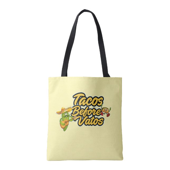 Bolsa de mão Tacos antes de Vatos (Tacos before Vatos Canvas tote bag)