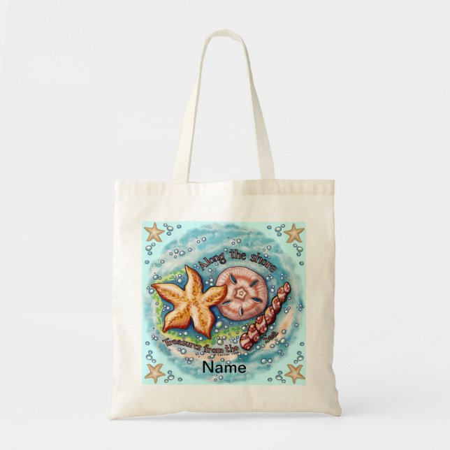 Bolsa de mão Tesouros de Conchas do Mar (Frente)