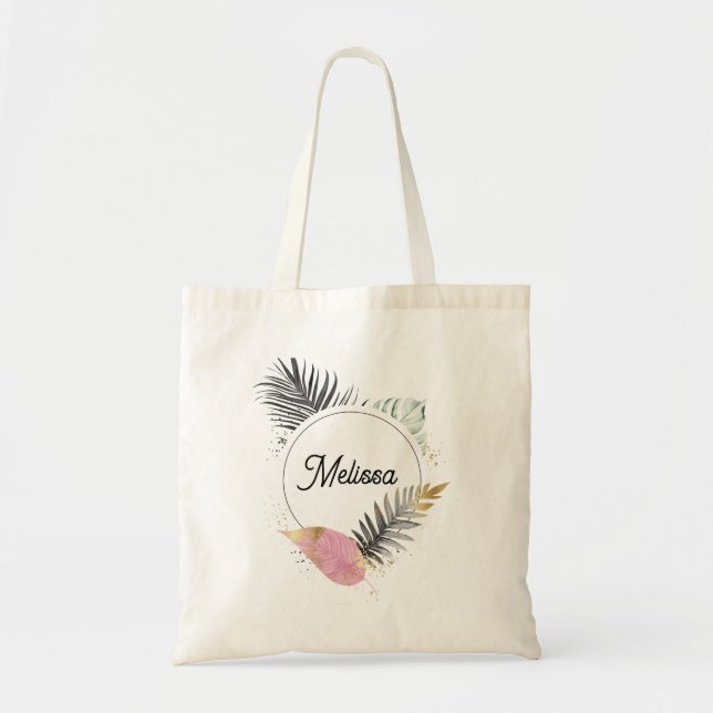 Bolsa de mão tropical com nome personalizado (Frente)