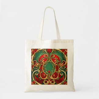 Bolsa de mão vermelha verde floral de Natal