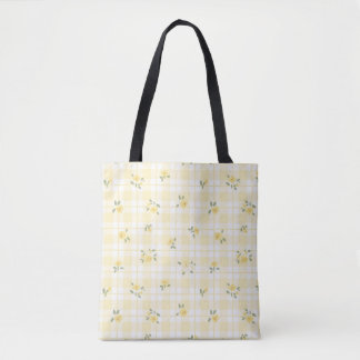 Bolsa de mão xadrez e floral em amarelo pastel