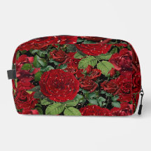 Bolsa de Maquiagem com Padrão Floral de Rosas Verm