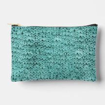 Bolsa de Maquiagem de Tricô Teal Impressa