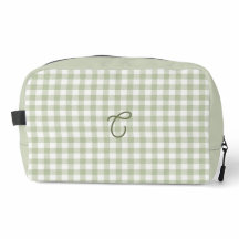 Bolsa de Maquiagem Monograma Xadrez Verde Salvia