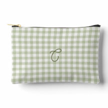 Bolsa de Maquiagem Monograma Xadrez Verde Salvia