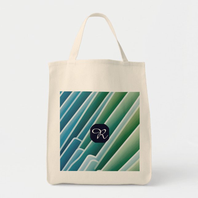 Bolsa de Monograma Personalizado - Abstrato azul v (Frente)
