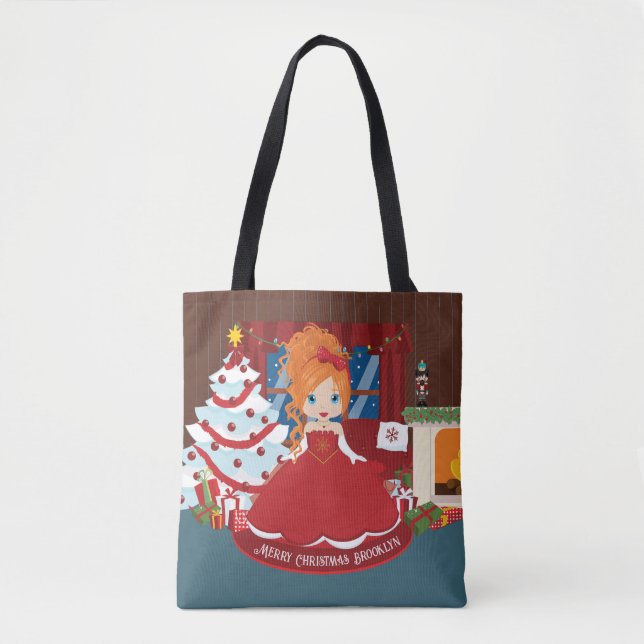 Bolsa de Natal da Princesa de Cabelo Vermelho Pers (Frente)