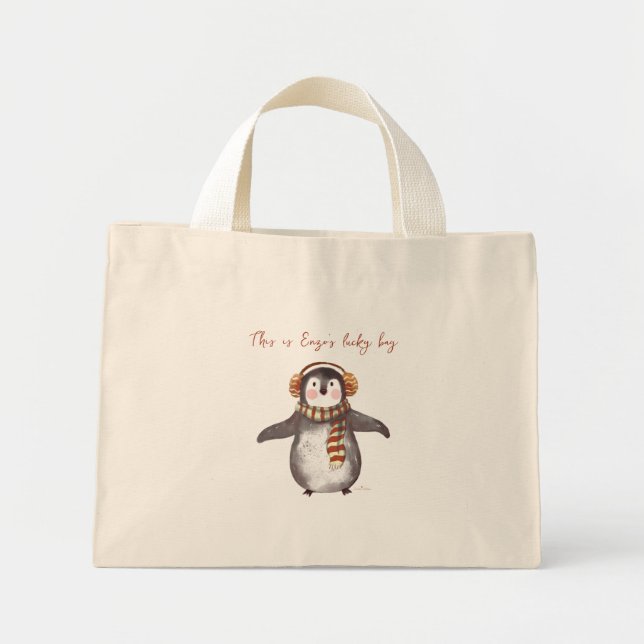 Bolsa de Natal personalizado. Saco do pinguim com  (Frente)