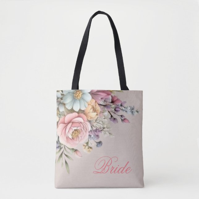 Bolsa de Noiva com Flores em Aquarela Personalizad (Frente)