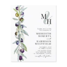 Bolsa de Oliva de Orçamento Monograma Convite para