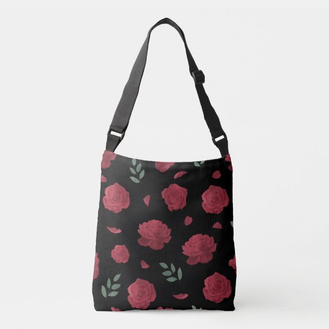 Bolsa de Ombro com Estampa de Rosas | Bolsa Tote (Frente)