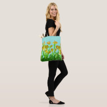 Bolsa de ombro tote floral verde e dourado abstrat