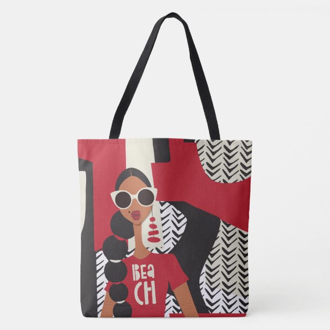 Bolsa de Ombros Vermelho, Branco e Preto (Frente)