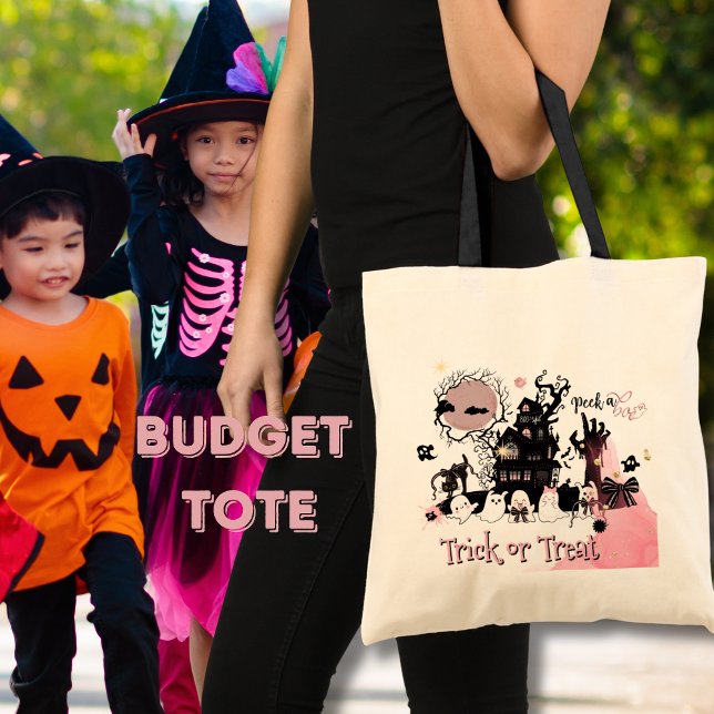 Bolsa de Orçamento do Halloween - Aldeia a Boo (Halloween Budget Tote - Peek a Boo Haunted House)