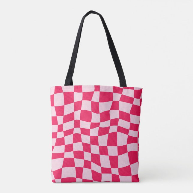 Bolsa de padrão rosa chic (Verso)