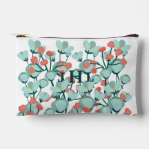 Bolsa de Papelaria Personalizada Floral Turquesa