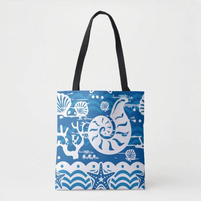 Bolsa de praia azul e branca (Frente)