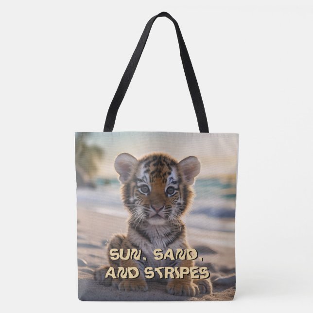 Bolsa de praia do Tiger Cub "SUN, SAND, AND STRIPE (Frente)