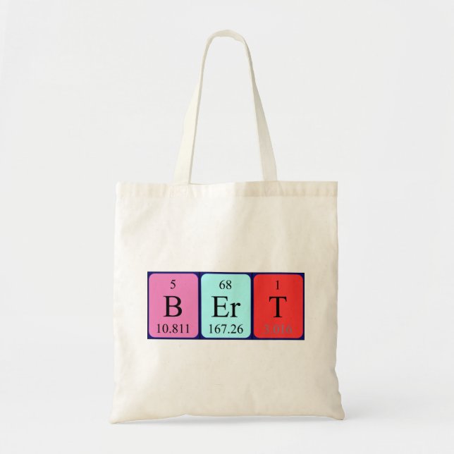 Bolsa de tote com nome de mesa periódica Bert (Frente)