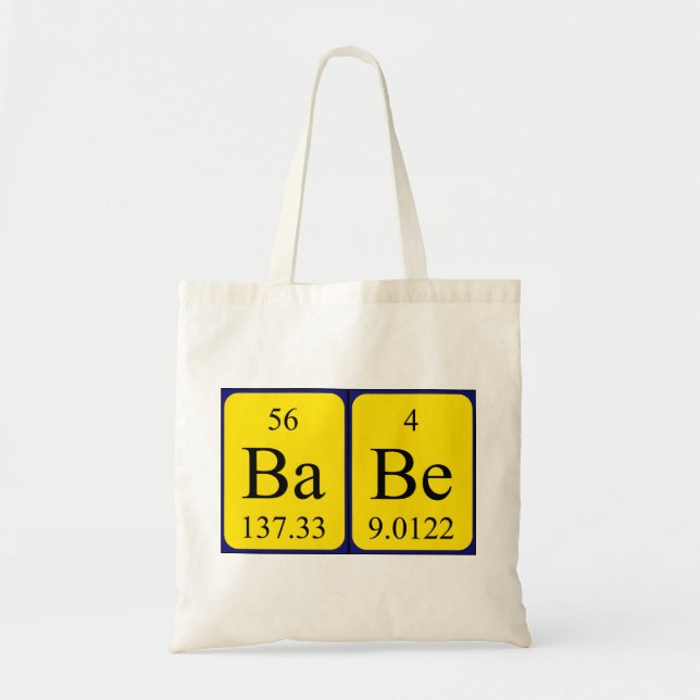 Bolsa de tote com nome de mesa periódica do bebê (Frente)