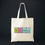 Bolsa de tote com nome de mesa periódica Nichola<br><div class="desc">Nichola escreveu como Ni C Ho La (Nickel Carbon Holmo Lanthanum) em uma bolsa para o cientista em você.</div>