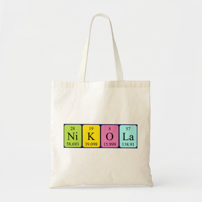 Bolsa de tote com nome de mesa periódica Nikola (Frente)