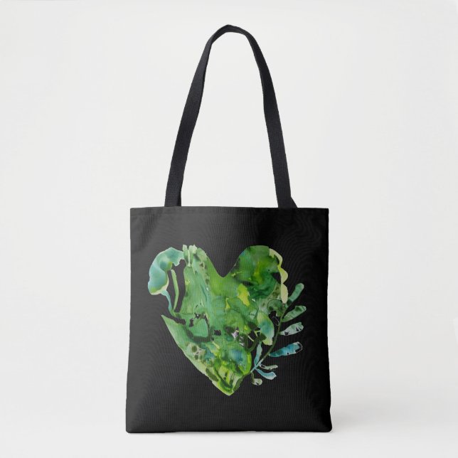 bolsa de tote de coração verde (Frente)