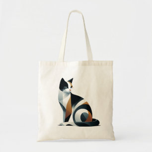 Bolsa de tote de gato calico fofo em aquarela