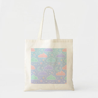 Bolsa de Tote de Lona com Nuvens Pastel Estéticas