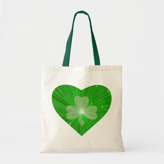 Bolsa de tote de orçamento do Shamrock Heart (Frente)