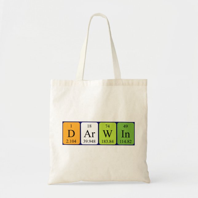 Bolsa de tote do nome da mesa periódica Darwin (Frente)