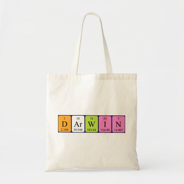 Bolsa de tote do nome da mesa periódica Darwin (Frente)