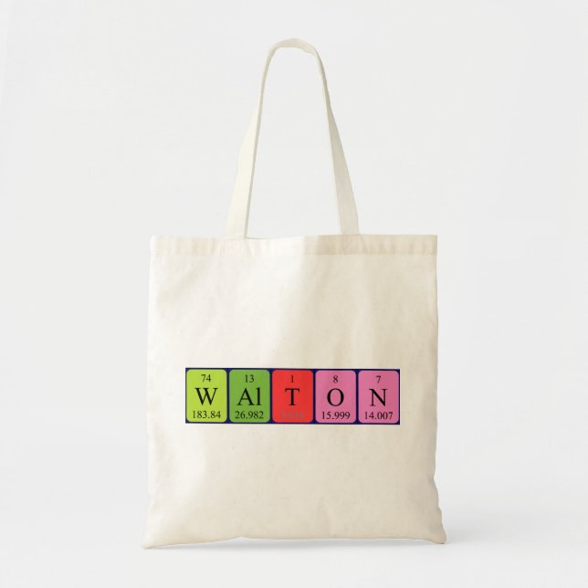 Bolsa de tote do nome da mesa periódica Walton (Frente)