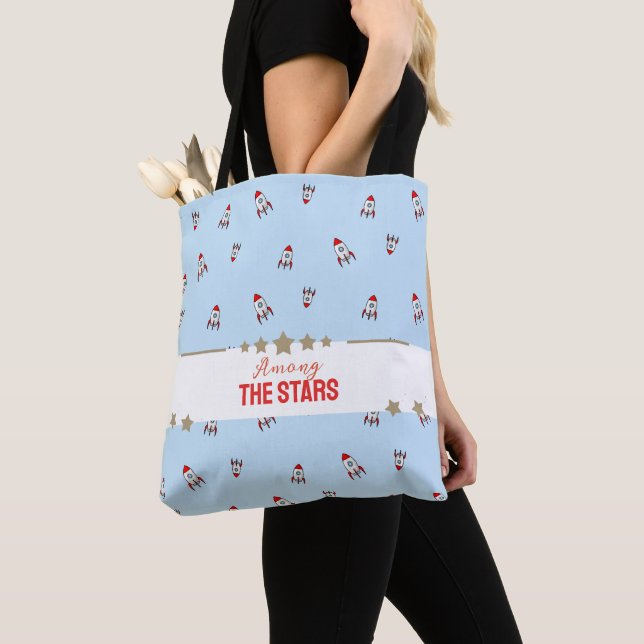 Bolsa de Tote Entre as Estrelas com Foguetes (Close Up)