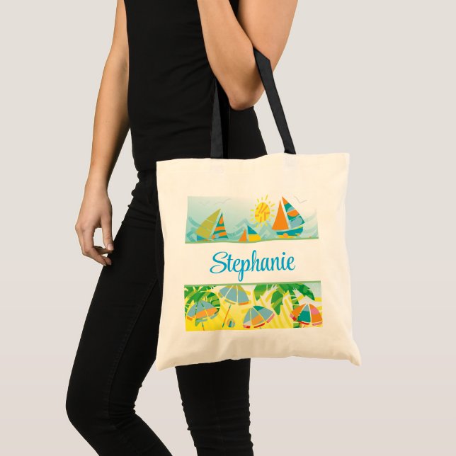Bolsa de tote personalizada de praia divertida (Frente (produto))