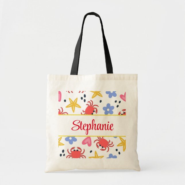Bolsa de tote personalizada de praia divertida (Frente)