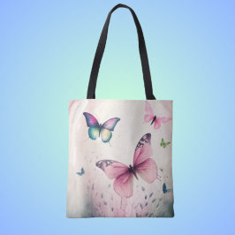 bolsa de tote rosa-borboleta primavera joy