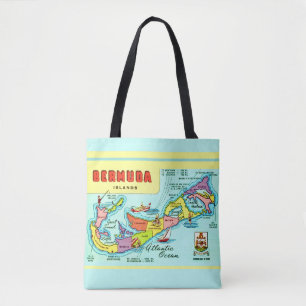 Bolsa do Mapa Colorido das Bermudas Vintage