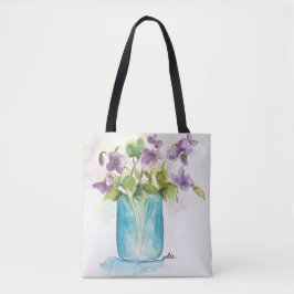 Bolsa do Ombro Violet Florals All-Over-Impressão