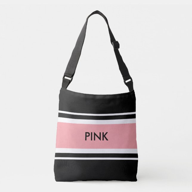 Bolsa Elegante Preta Rosa e Branca (Frente)