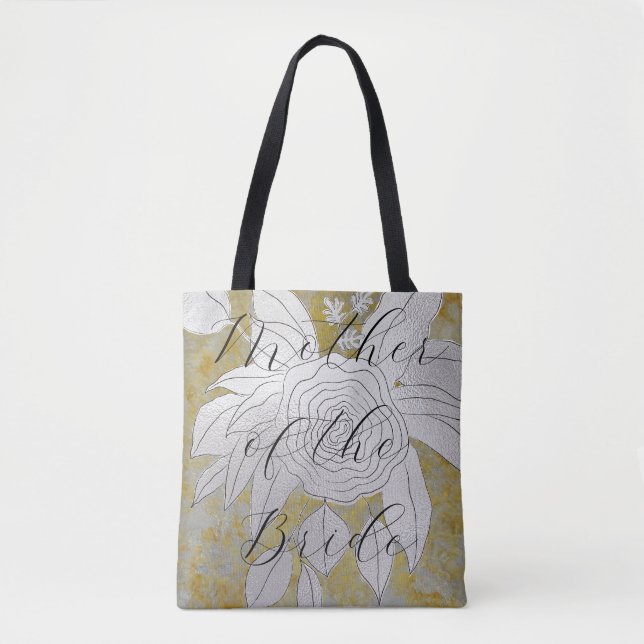 Bolsa Floral de Presente Bridal Prata Elegante e D (Frente)