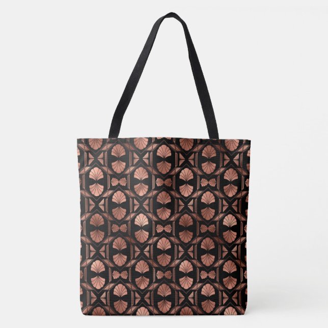 Bolsa Grande de Ombro Art Déco em Preto e Dourado  (Frente)