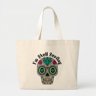 Bolsa Grande de Tote de Crânio Abstrato Decorado