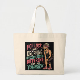 Bolsa Grande Tote Engraçada com Pop Lock e Drop pa