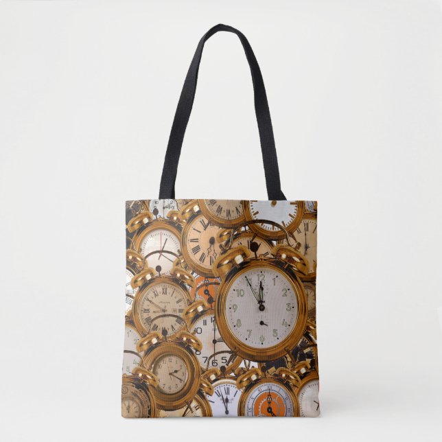 Bolsa Grocery Shopping Bag Dourado Time Clocks Wat (Frente)