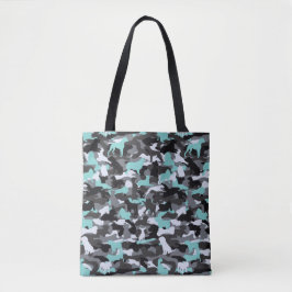 Bolsa Impresso de Cão Teal e Cão Osso