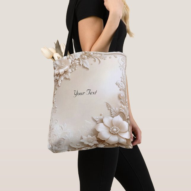 Bolsa Ivory Flowers Tote (Close Up)