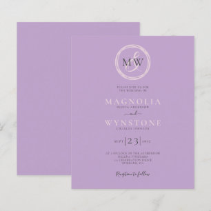 Bolsa Lilac Lilac Monograma Convite de Casamento