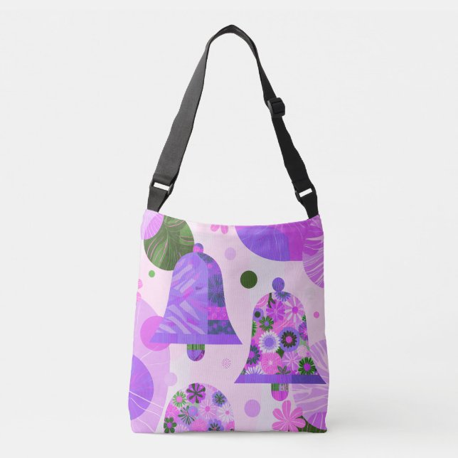 Bolsa moderna tote floral roxa suave (Frente)